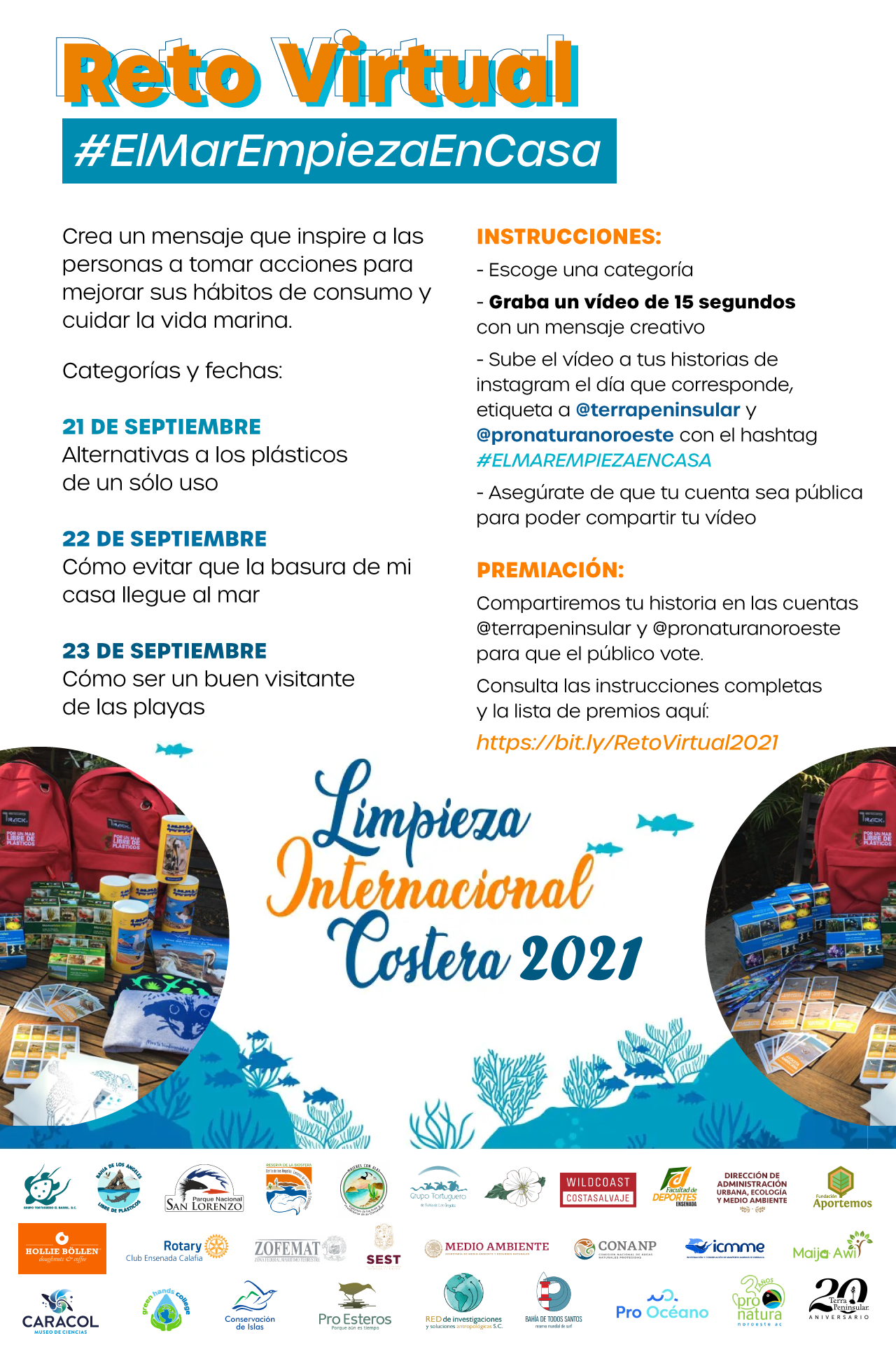 Póster de invitación al Reto Virtual #ElMarEmpiezaEnCasa