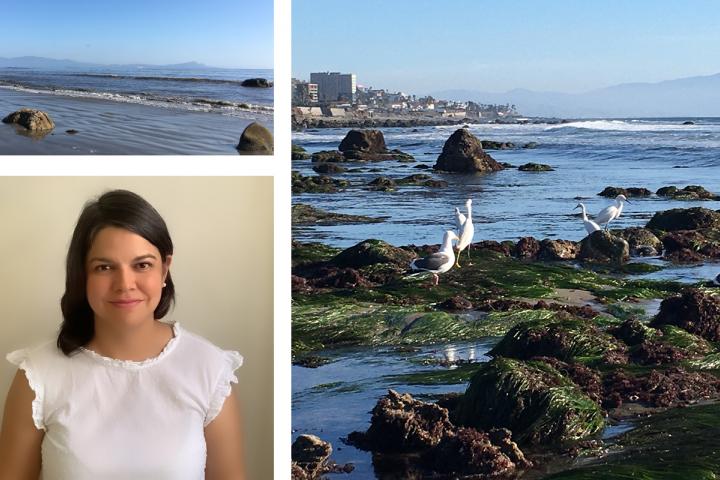 Collage de imágenes de playas de Ensenada y fotografía de Nohemí González