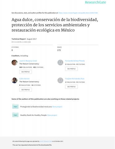 Agua dulce, conservación de la biodiversidad, protección de los servicios ambientales y restauración ecológica en México