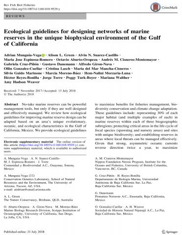 Ecological guidelines for designing networks of marine reserves in the unique biophysical environment of the Gulf of California