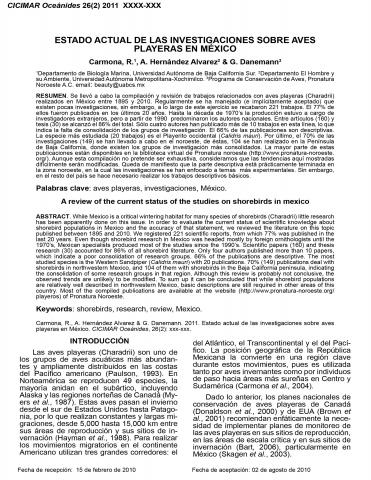 Estado actual de las investigaciones sobre aves playeras 