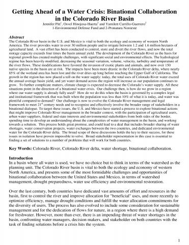 Getting Ahead of a Water Crisis: Binational Collaboration in the Colorado River Basin