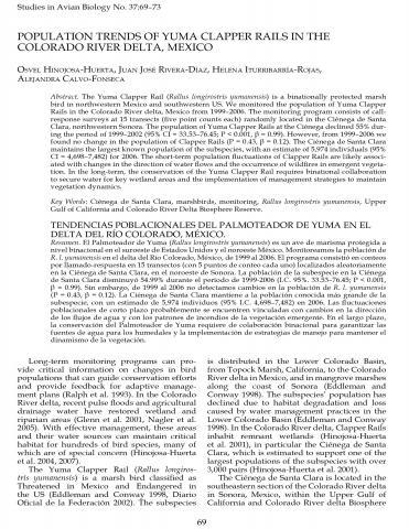 Population trens of yuma clapper rails in the Colorado River Delta, Mexico 