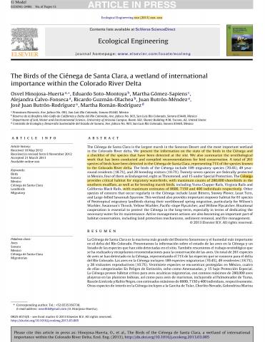 The Birds of the Ciénega de Santa Clara, a wetland of international importance within the Colorado River DeltaOsvel