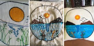 Resultados del taller de bordado.